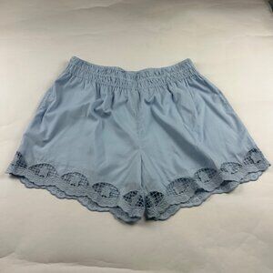 Treasure & Bond Light Blue Canvas Eyelet Trim Pull On Shorts L